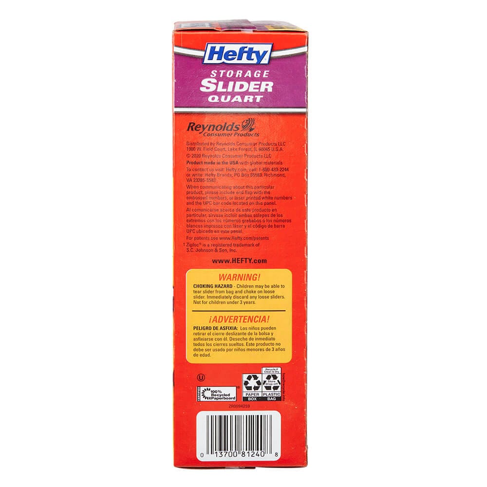 Hefty Storage Quart Slider Bags, 40 Count