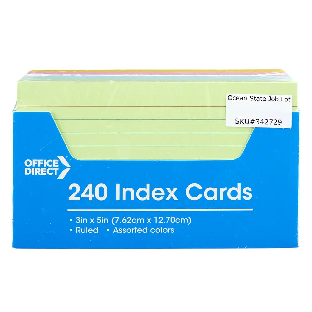 Office Direct Index Cards, Assorted Colors, 240 ct, 3" x 5"
