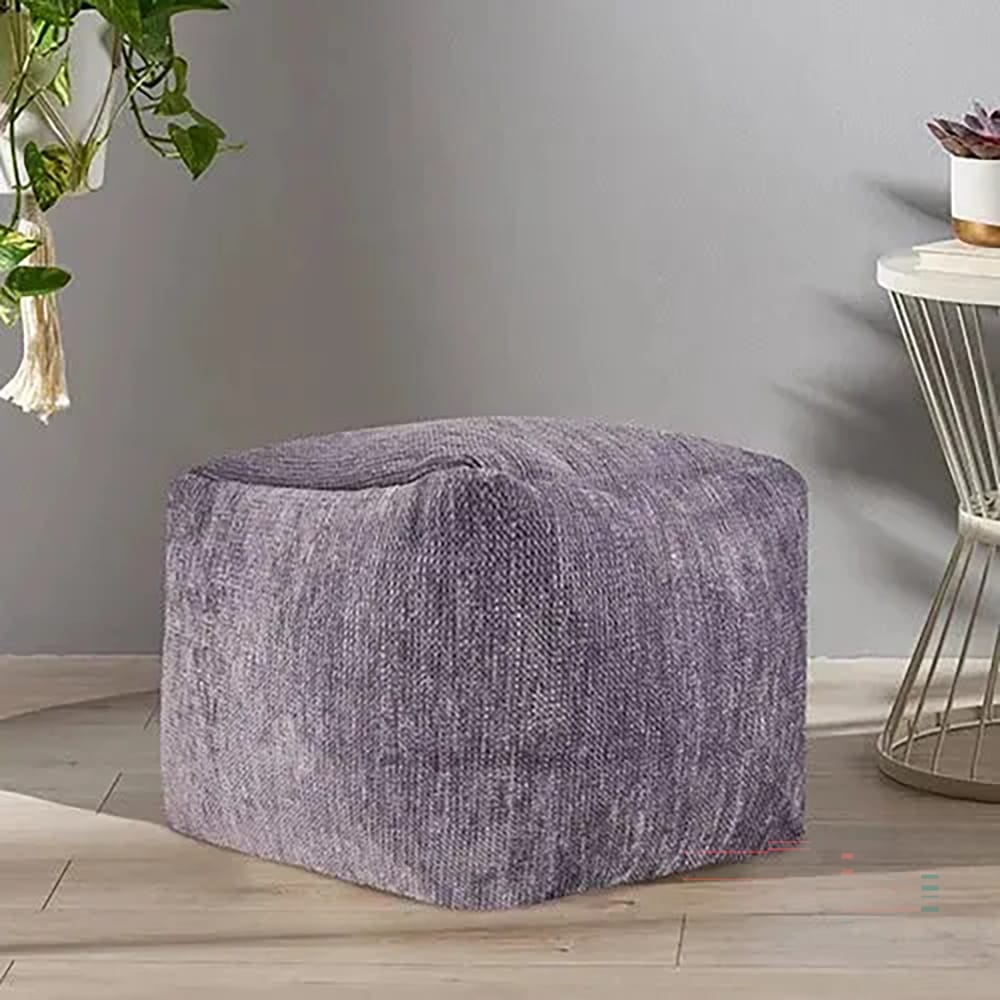 LR Home Serena Cube Pouf, Gray