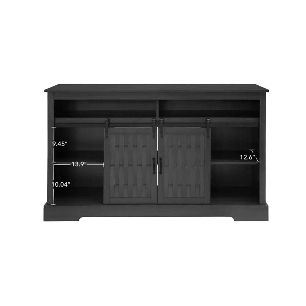 TV Stand with Electric Fireplace and Sliding Barn Door, Dark Gray