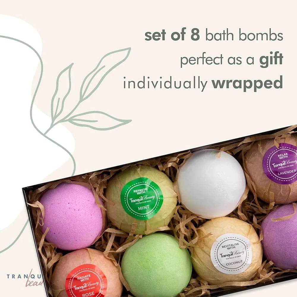 TranquilBeauty Bath Bombs Gift Set, 8 Pack