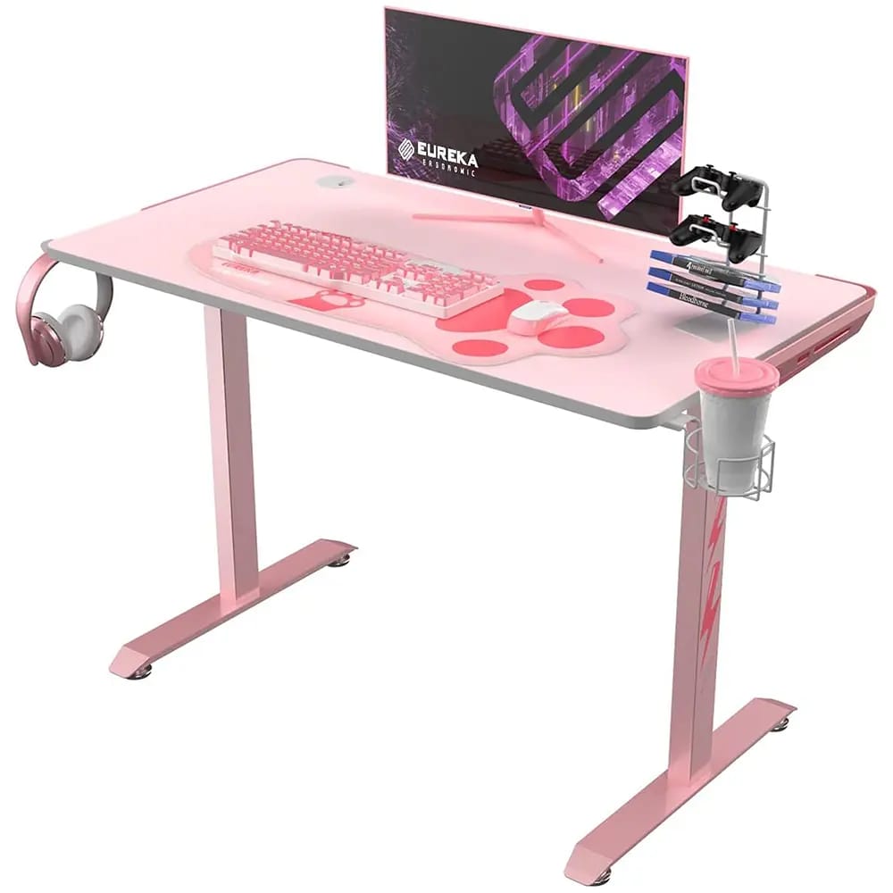 Eureka Ergonomic Gaming Desk, Pink