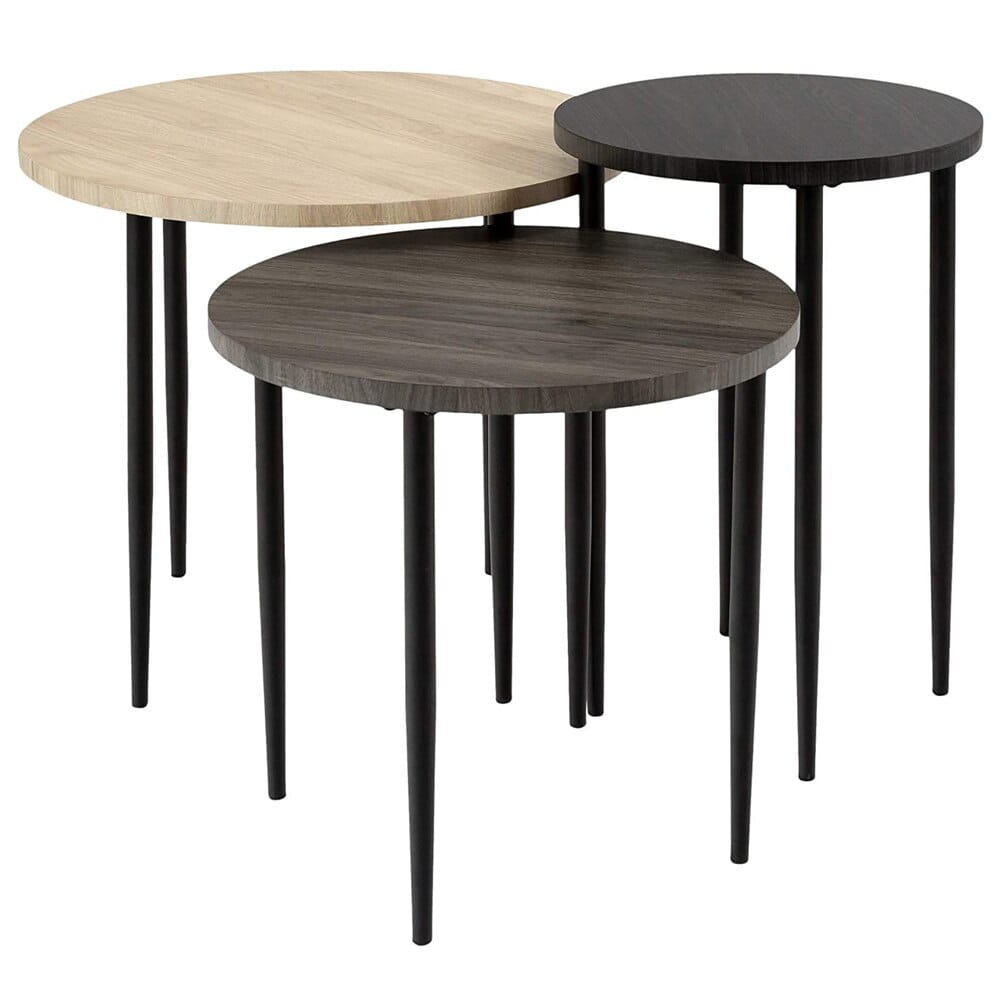 Walker Edison 3-Piece Round Nesting Coffee Table Set, Set of 3