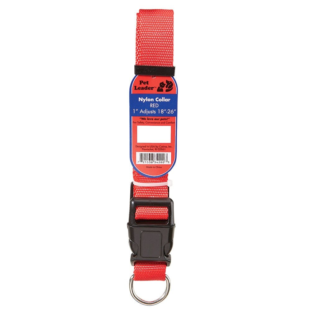 Pet Leader 1" Adjustable Pet Collar, Red