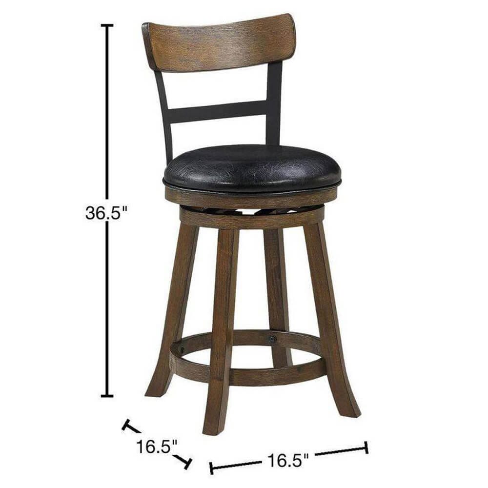 Home 2 Office Riverside 29" High Back Swivel Bar Stool, Walnut