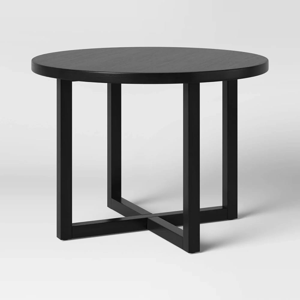 Threshold All Wood Round Dining Table, Black