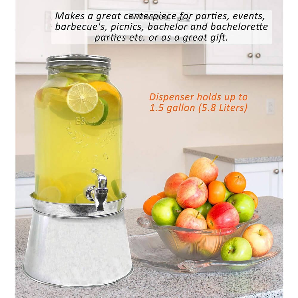 Estilo Glass Mason Jar Beverage Dispenser