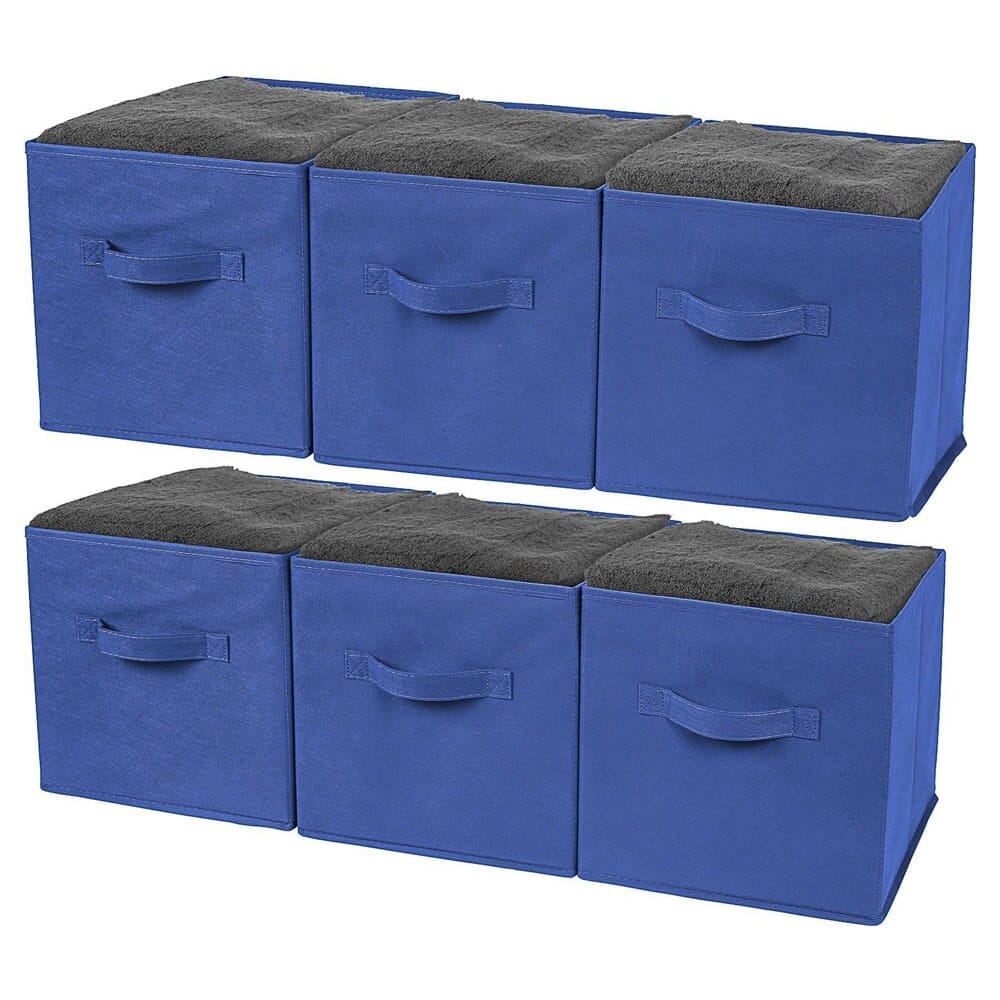 Greenco Foldable Storage Cubes, Set of 6, Royal Blue