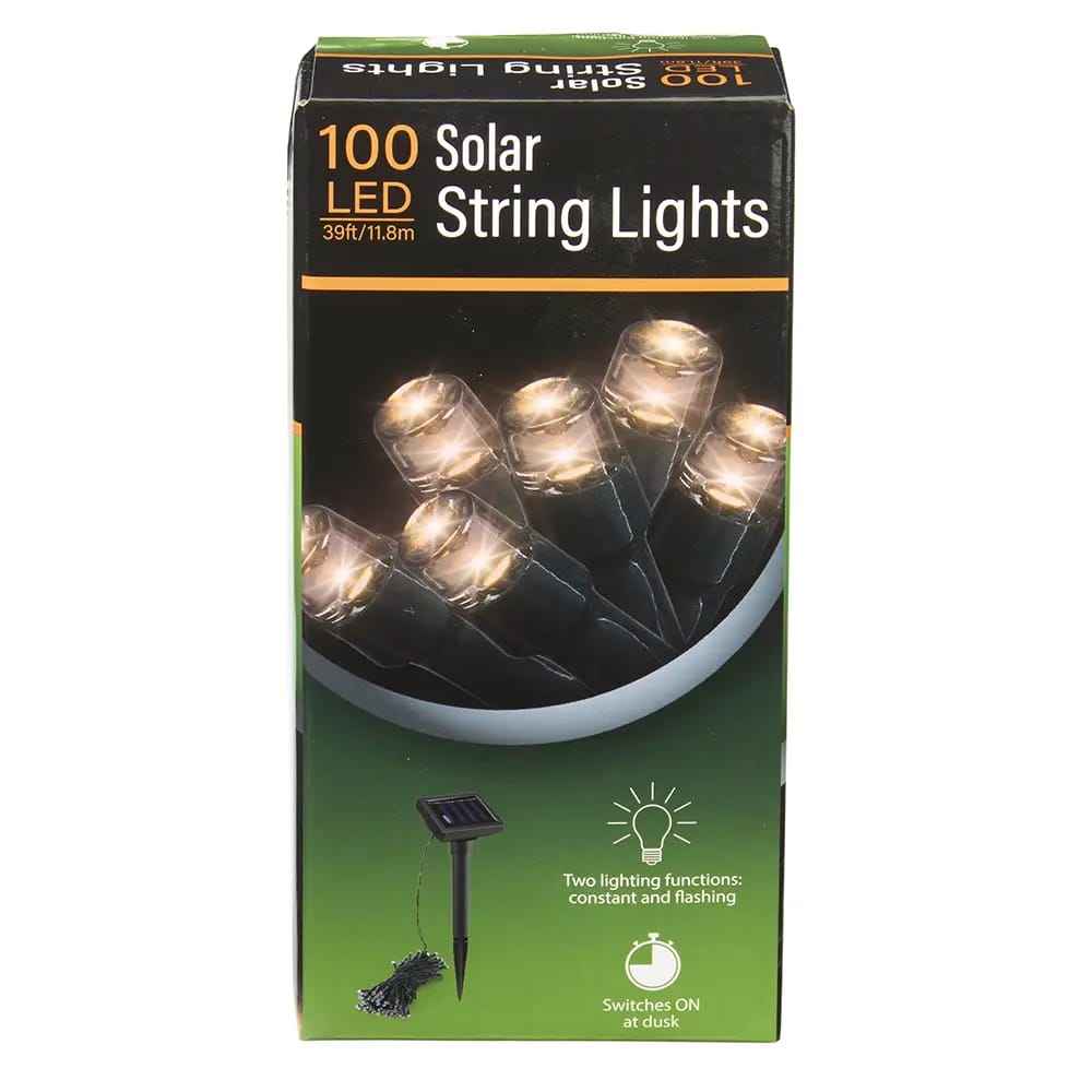 Solar LED String Lights, 39'
