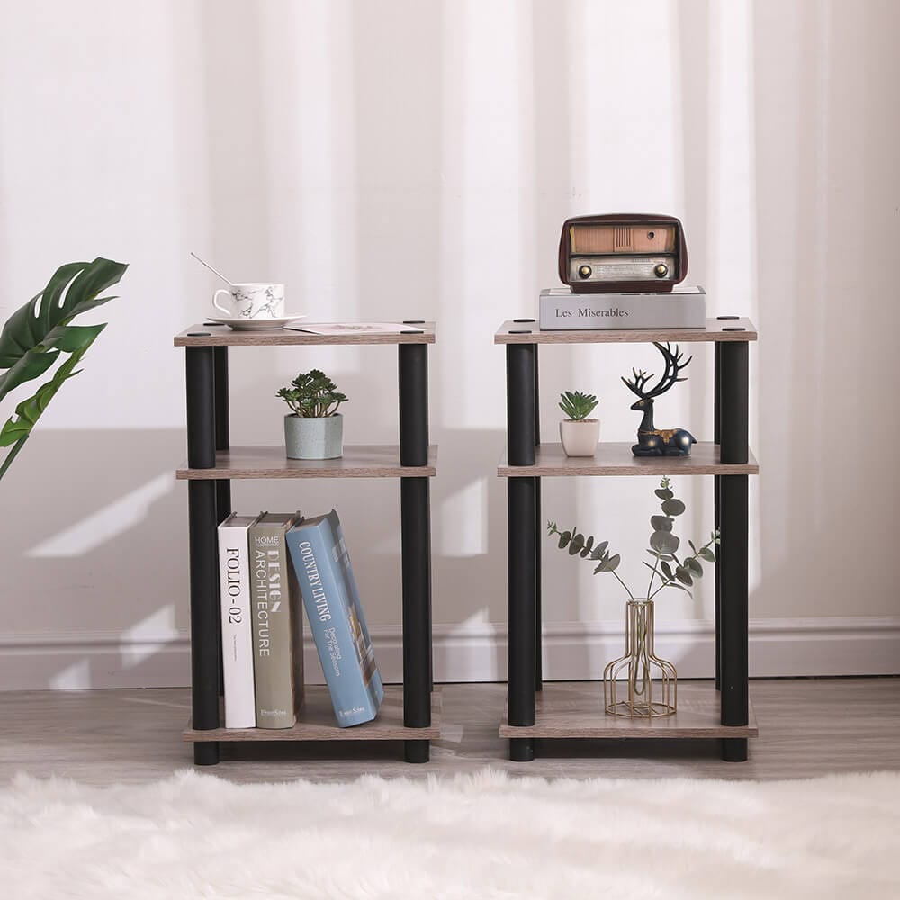 Turn-N-Tube End Table, Set of 2, Oak Gray/Black