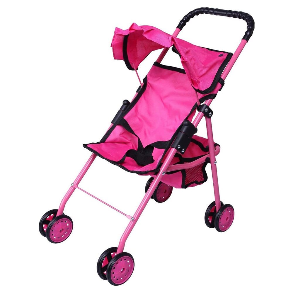 Click N' Play Umbrella Baby Doll Stroller with Foldable Hood for Toddlers, Hot Pink