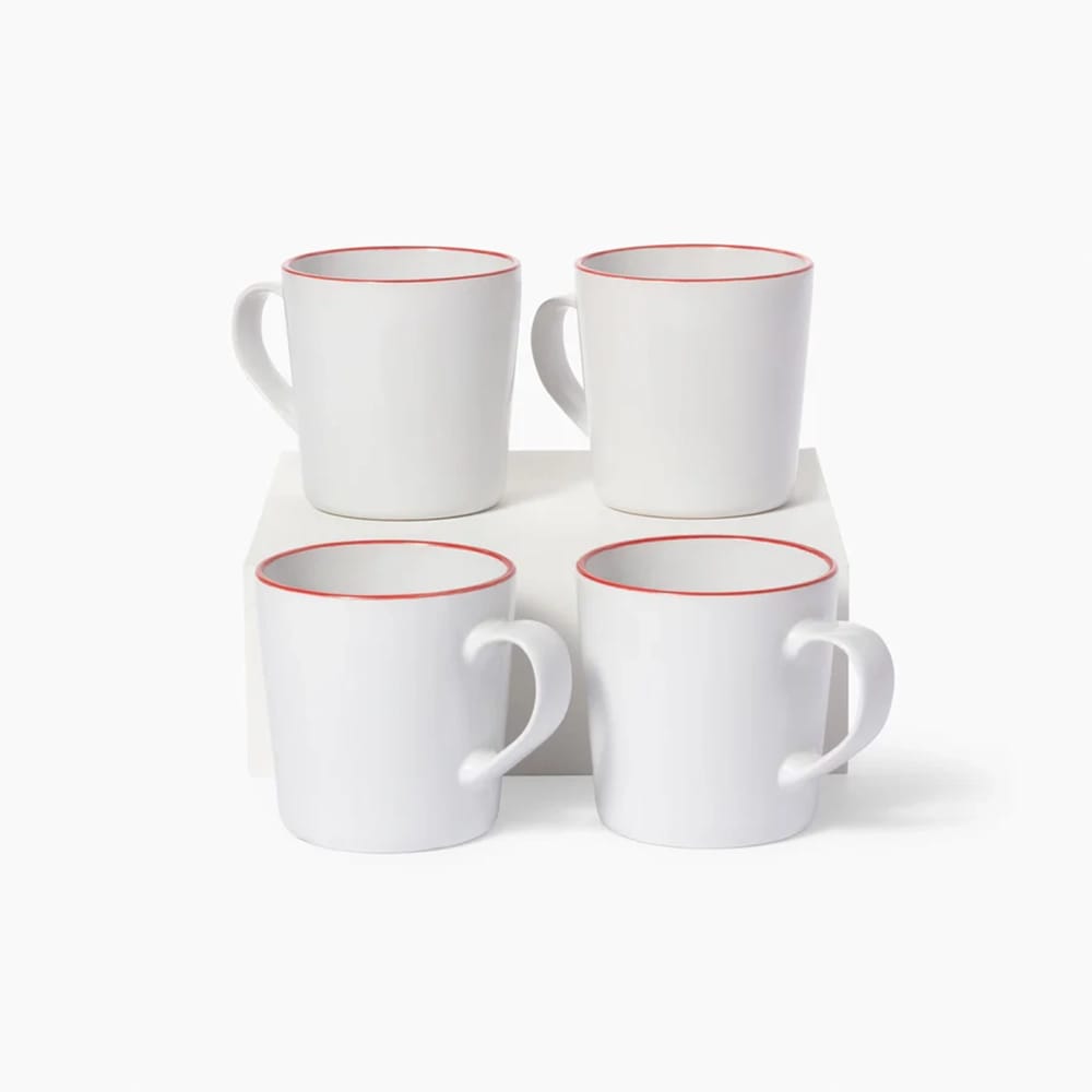 Leeway Mug, Red Stripe, Set of 4