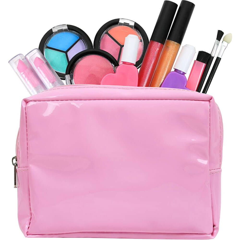 Click N' Play Kids' Washable Makeup Set with Pink Cosmetic Kit Tote Bag