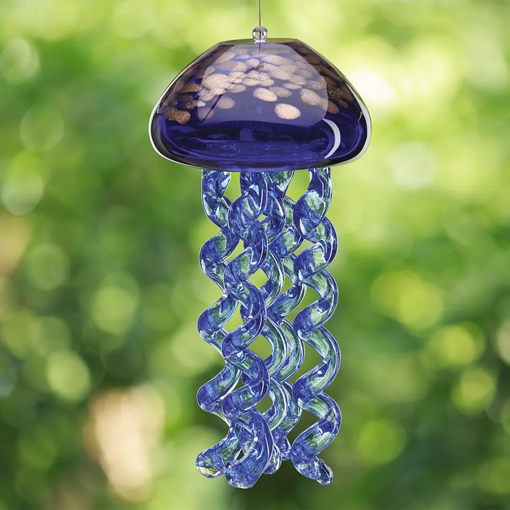 Glass Jellyfish Windchime, Aqua