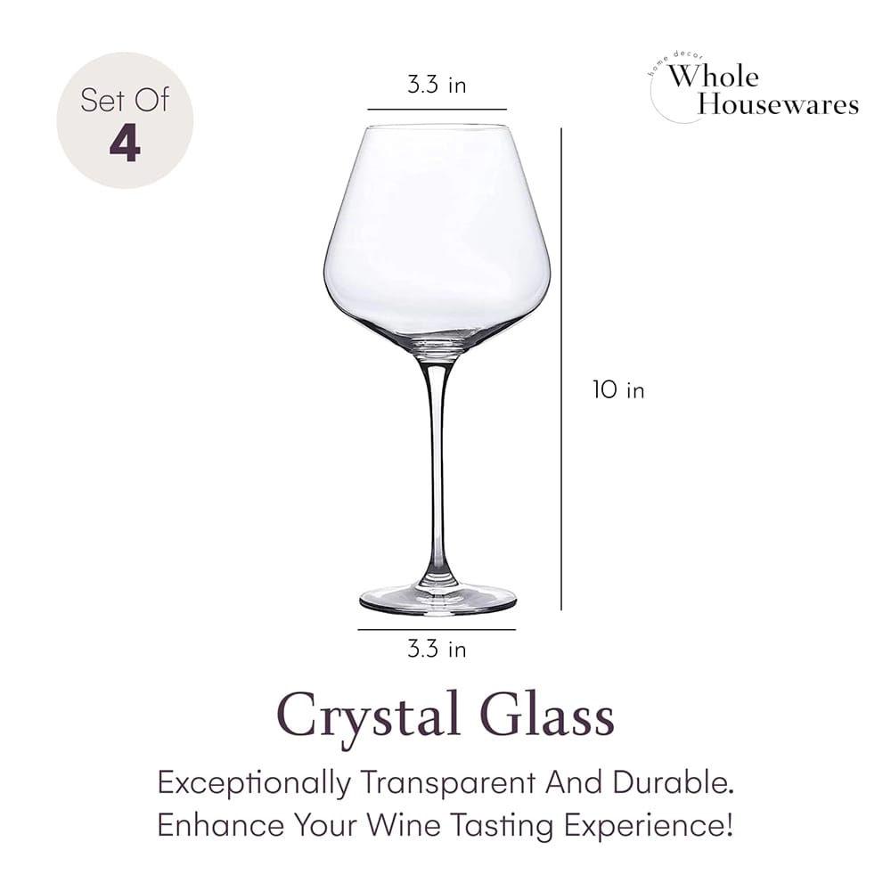 Whole Housewares Italian Style Wine Glasses, Set of 4