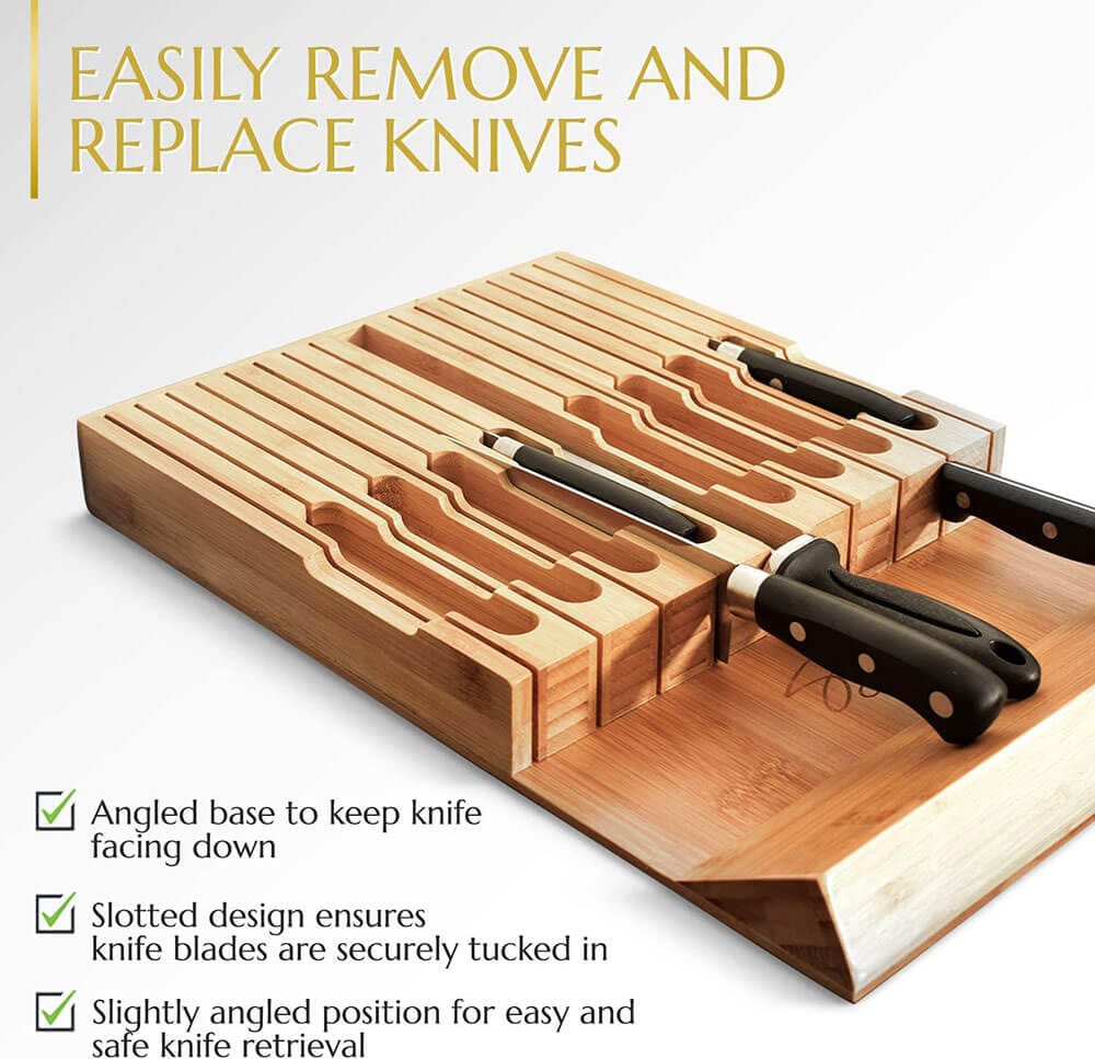 Signature Living 16-Slot Bamboo Drawer Knife Block