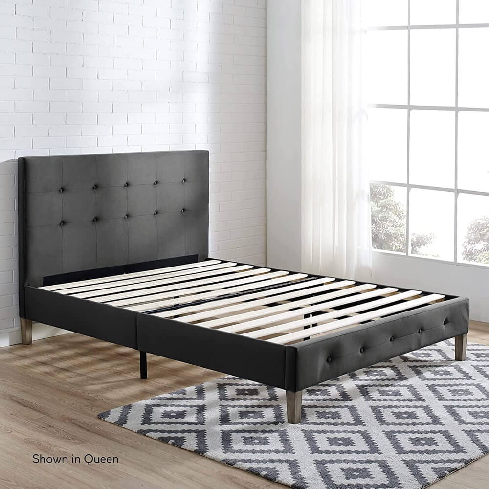 Classic Brands Seattle Modern Tufted Upholstered Full Platform Bed Frame, Antonio Midnight