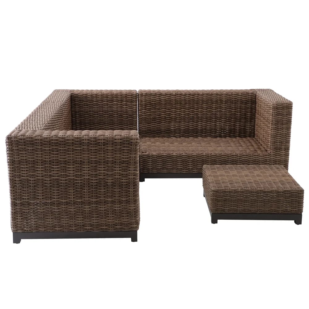Hampton Bay Fernlake 4-Piece Outdoor Patio Sectional Set, Brown/Midnight