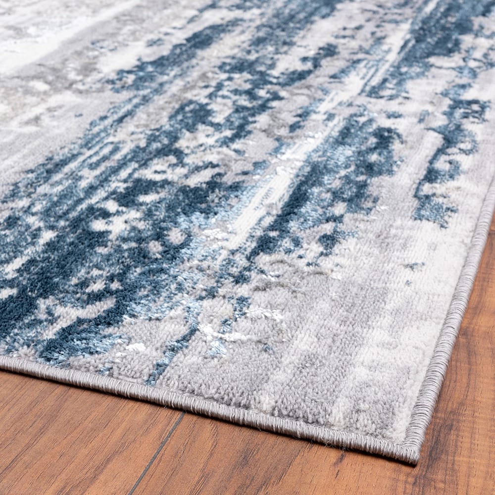 Florance 8'6" x 12'5" Contemporary Area Rug, Blue/Cream