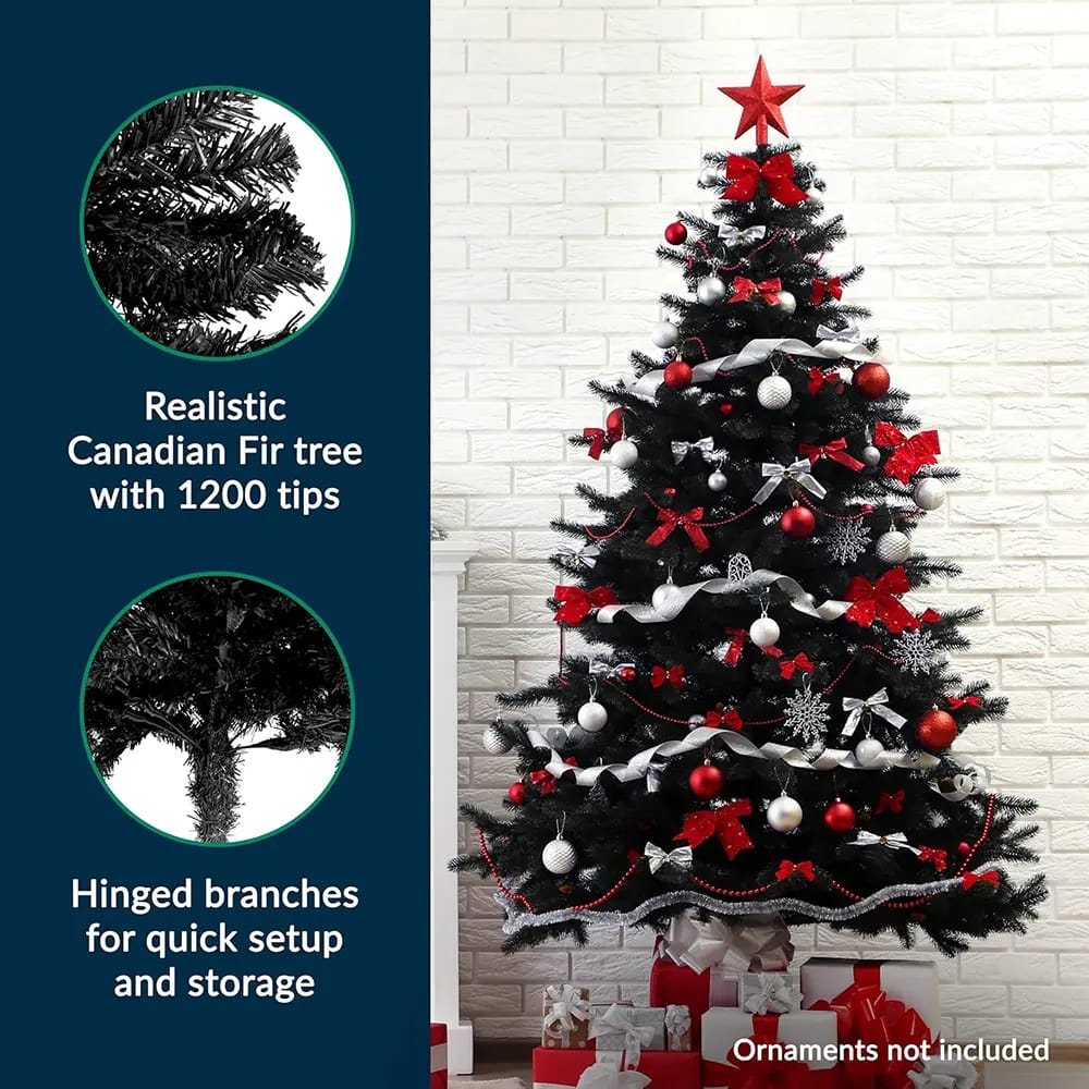 Prextex 6' Premium Artificial Christmas Tree, Black