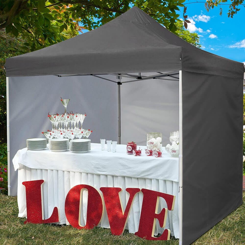 10' x 10' Pop-Up Canopy Tent with 5 Sidewalls, Gray