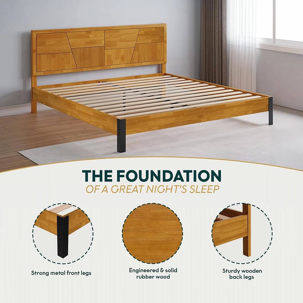 Bme Trapeze Bed Frame and Headboard, King