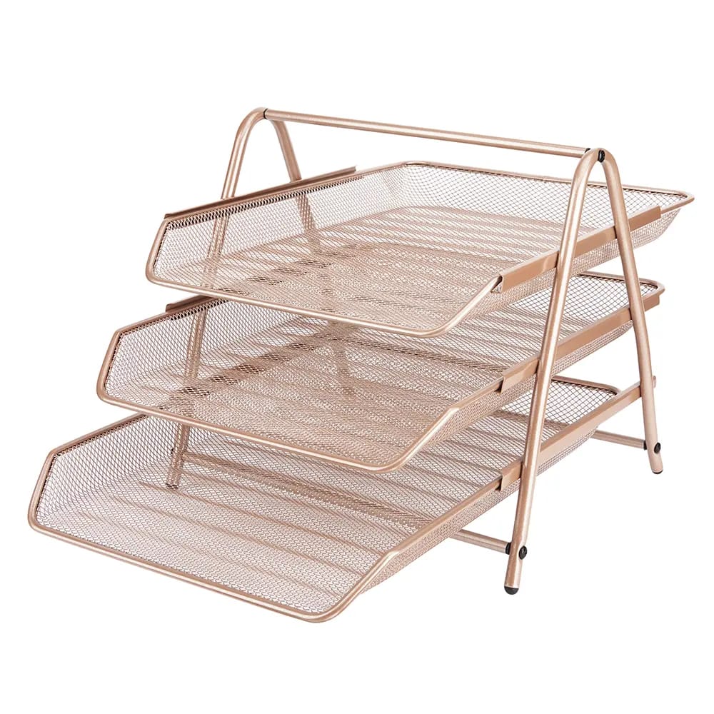 3 Tier Rose Gold File Tray