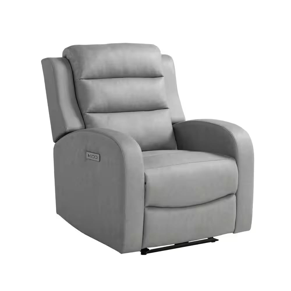 Relax A Lounger Aragon Faux Leather Recliner with Power, Archer Gray