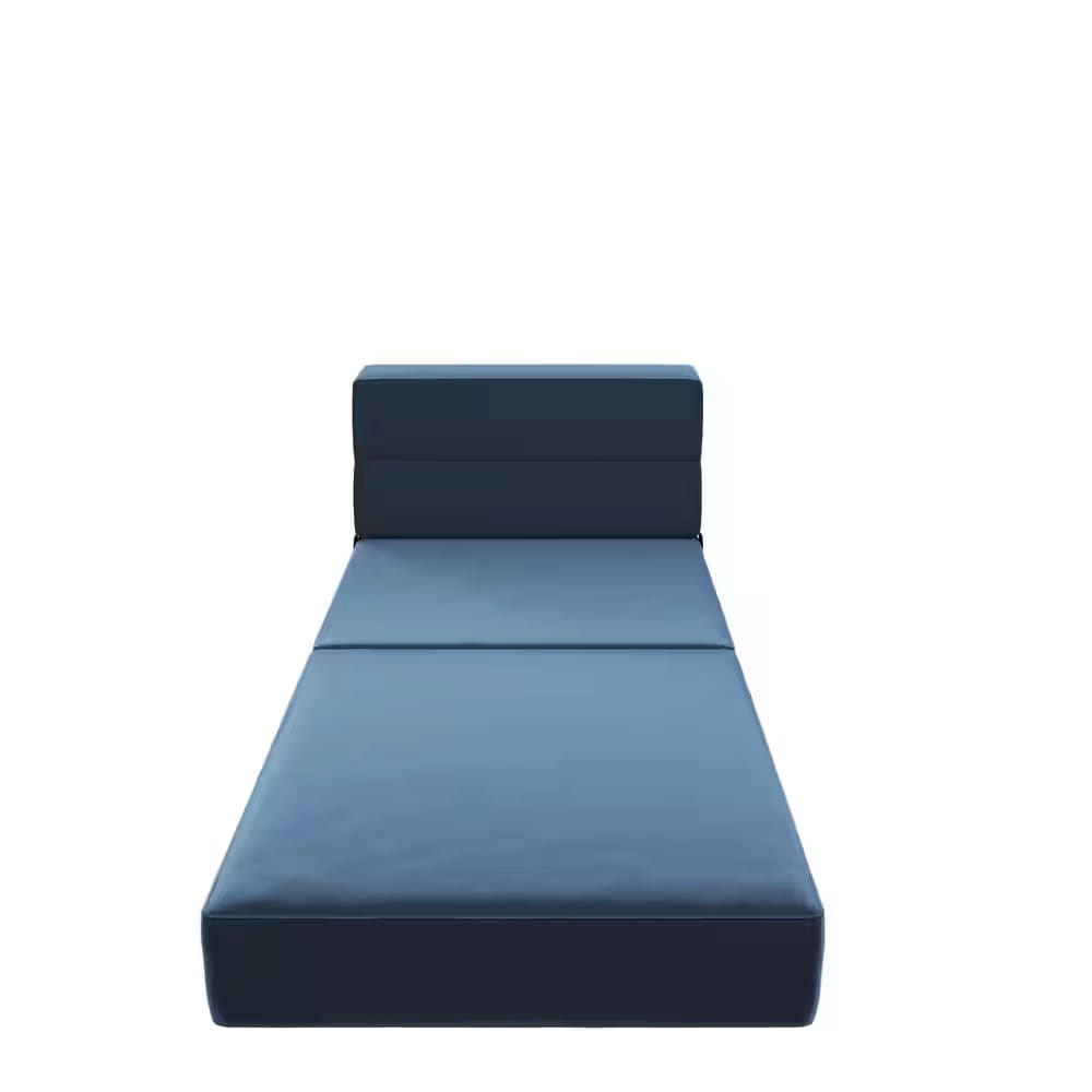 Novogratz Modular Armless Chair and Lounger, Indigo Blue Velour