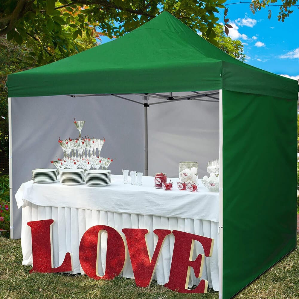 10' x 10' Pop-Up Canopy Tent with 5 Sidewalls, Forest Green