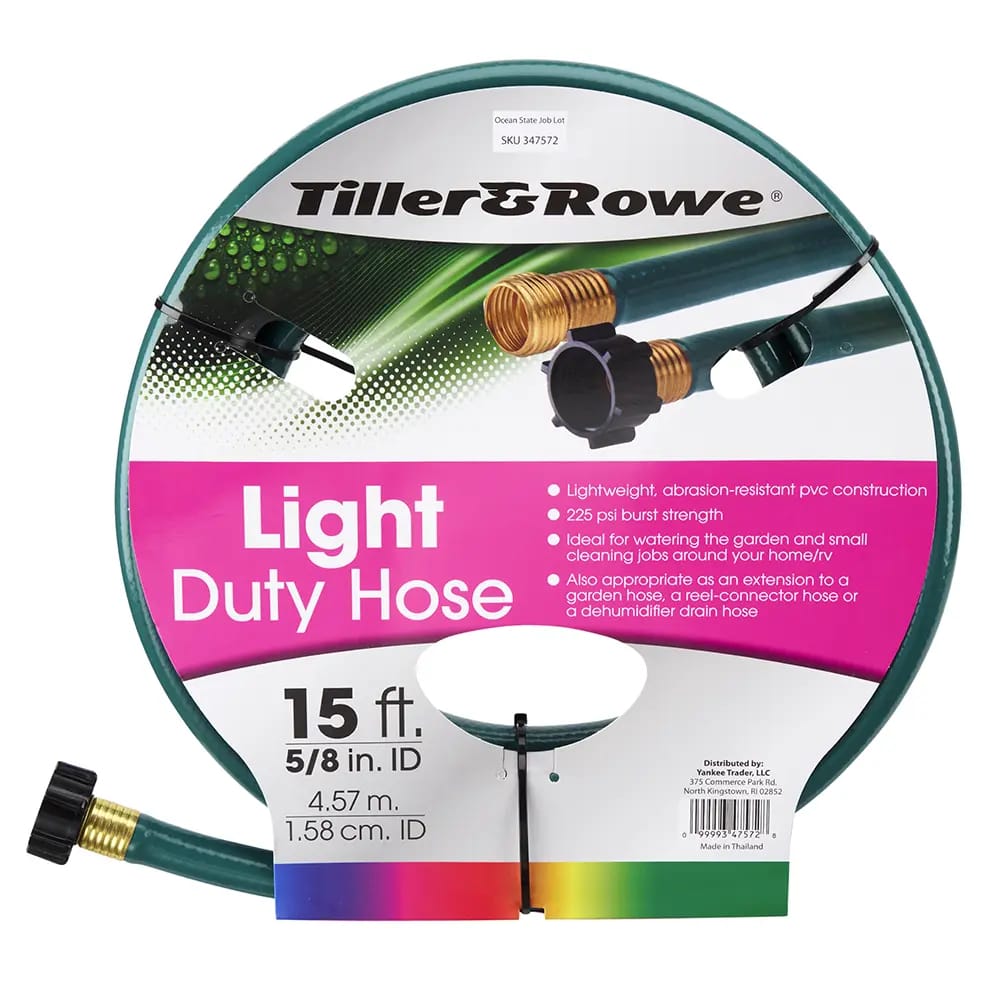 Tiller & Rowe Light Duty Hose, 5/8" x 15'