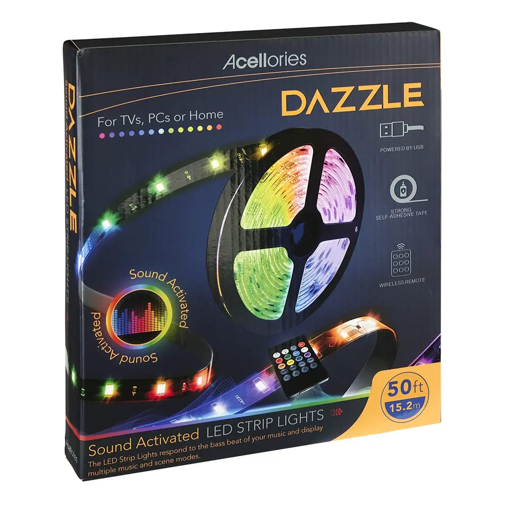 Acellories Dazzle LED Strip Lights, 50'