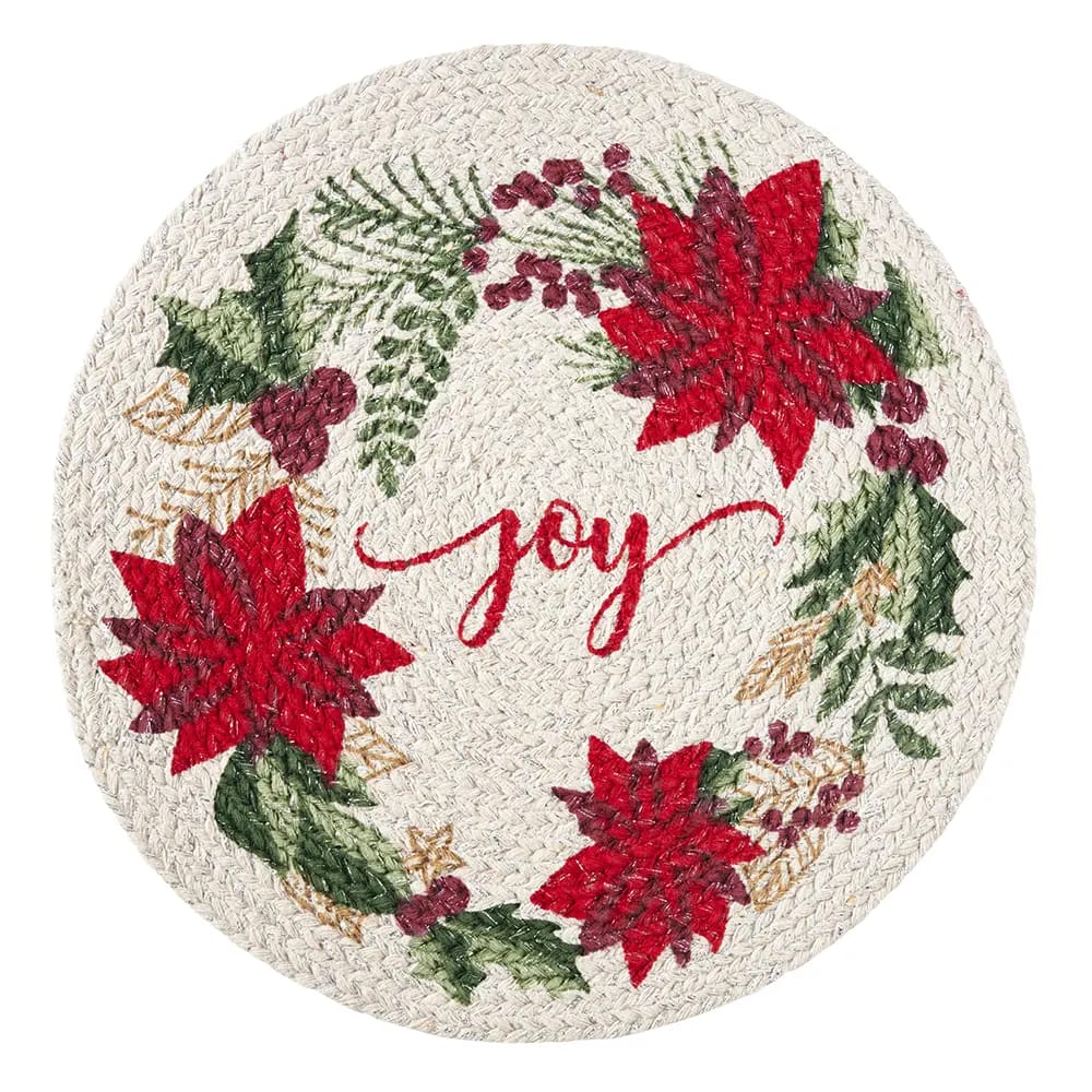 Christmas Round Cotton Placemats, Set of 2