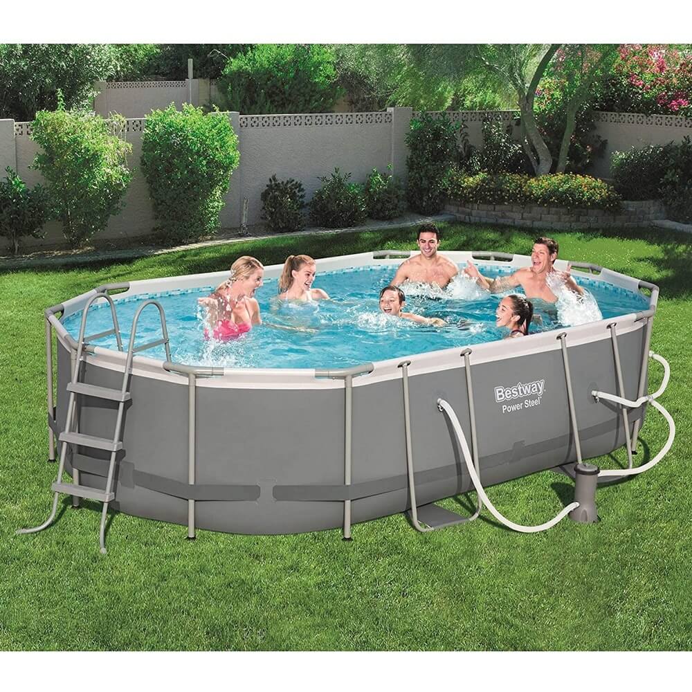 Bestway 16' Above Ground Power Steel Oval Pool Set