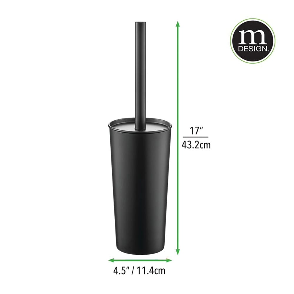 mDesign Plastic Bowl Brush and Trash Can, Black