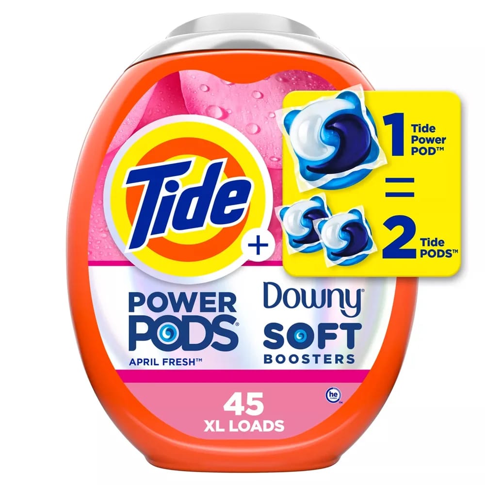 Tide Power Pods April Fresh with Downy Soft Boosters Laundry Detergent Pacs, 45 Count