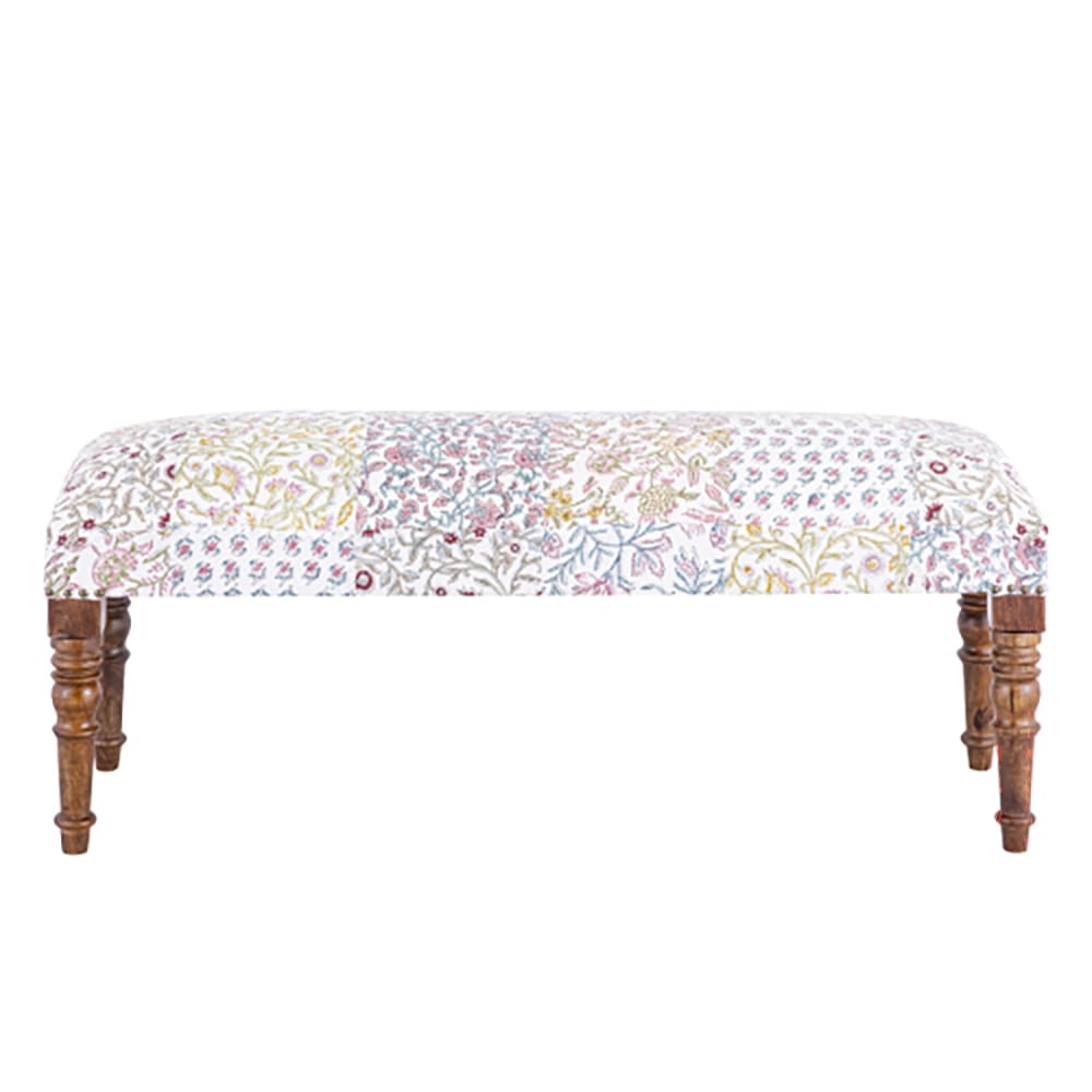 Albany Living Patchwork Print Bench, Blue/Green/Pink