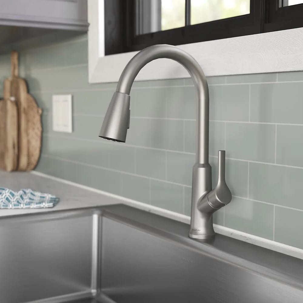 Elkay Single Hole Pull-Down Kitchen Faucet, Lustrous Steel