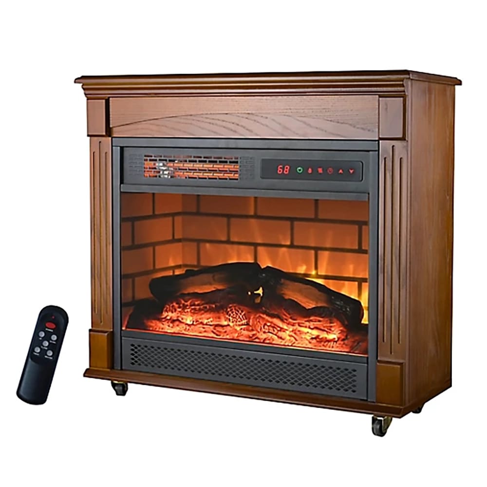 Red Stone Infrared Rolling Mantel Fireplace