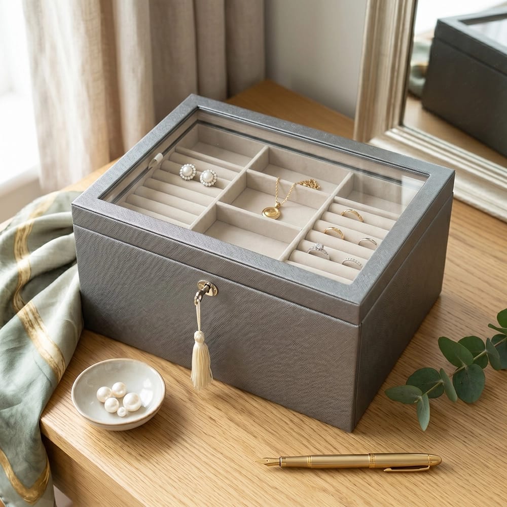Hives & Honey Emily Jewelry Box, Pewter