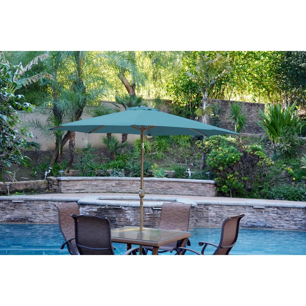 Jeco 9' Aluminum Patio Market Umbrella with Tilt and Crank, Turquoise/Bronze