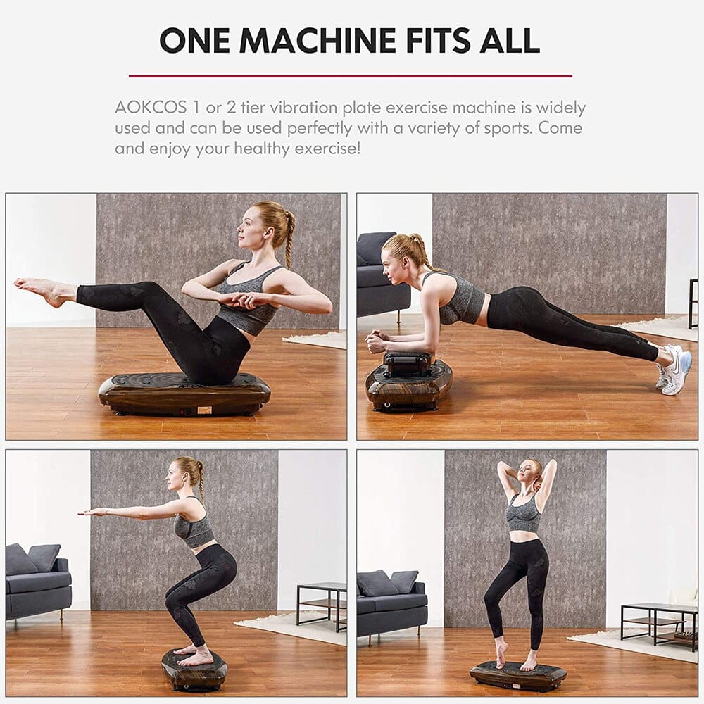 AOKCOS Vibration Platform Exercise Machine with Stool Attachment for Full Body Workout