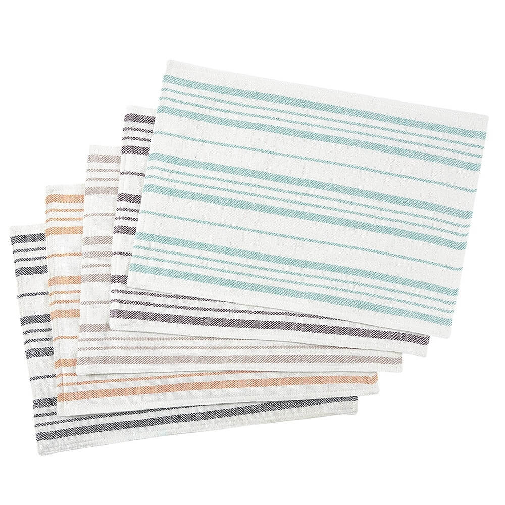 Cotton Farmhouse Striped Placemat, 13"x19"