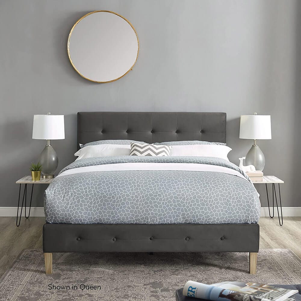 Classic Brands Seattle Modern Tufted Upholstered Full Platform Bed Frame, Antonio Midnight