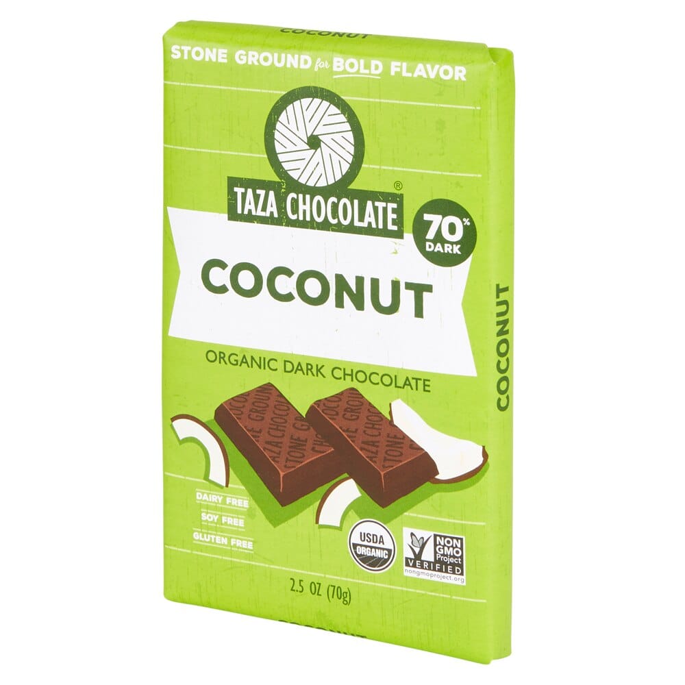 Taza Chocolate Coconut Organic Dark Chocolate, 2.5 oz