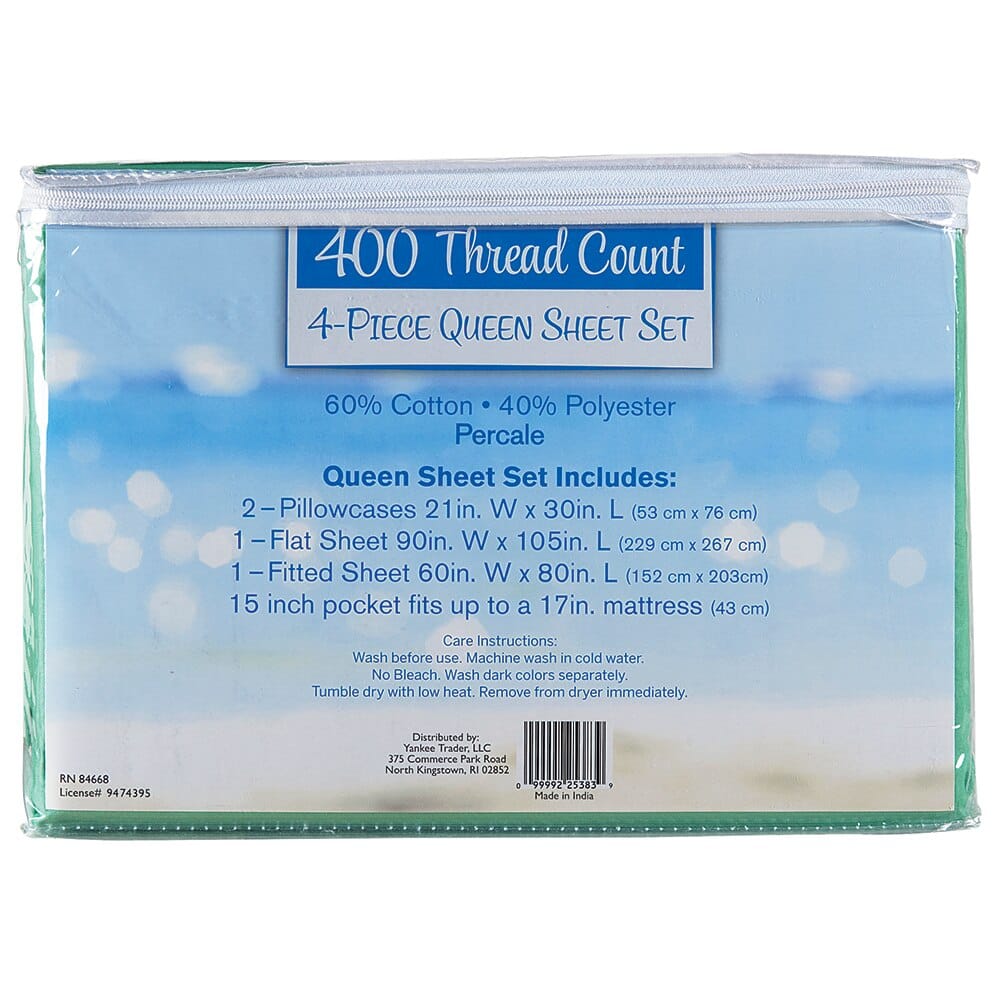 Coastal Collection 400 Thread Count Queen Sheet Set, 4-Piece