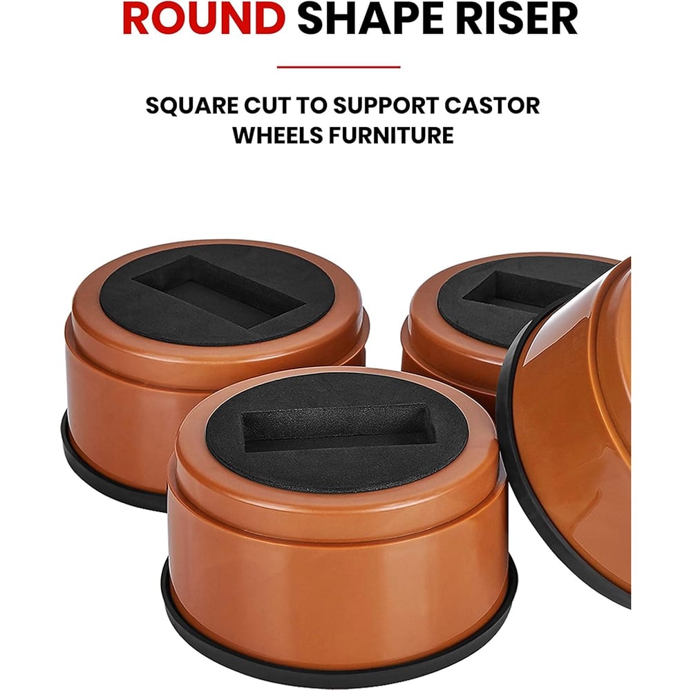 iPrimio 2-Inch Lift Round Bed Risers, Set of 6, Brown