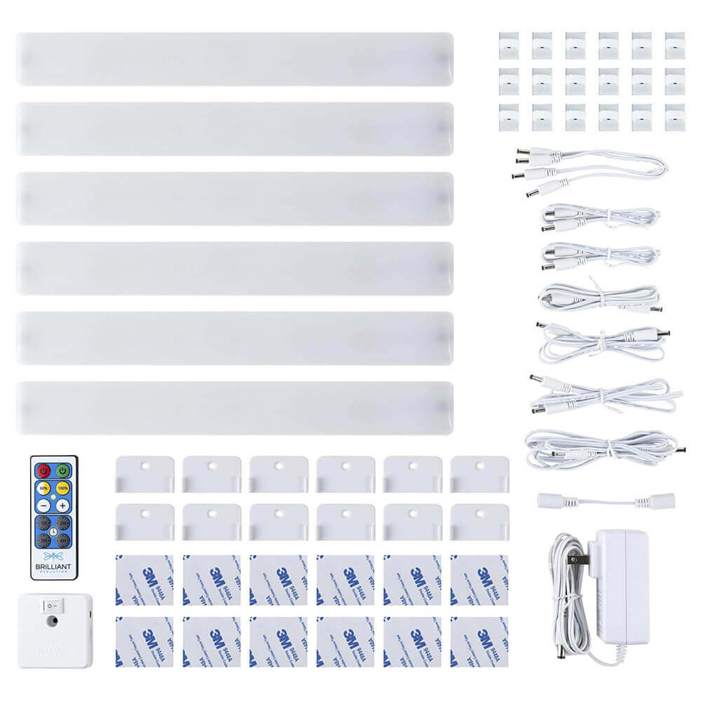 Brilliant Evolution Wired 12" LED Under-Cabinet Light Kit with 6 Bars and Remote Control