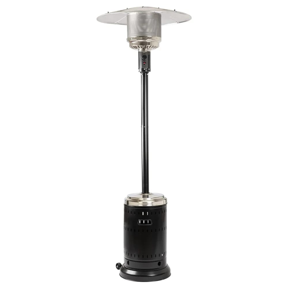 46,000 BTU Outdoor Propane Patio Heater with Wheels, Stainless Steel and Hammered Black