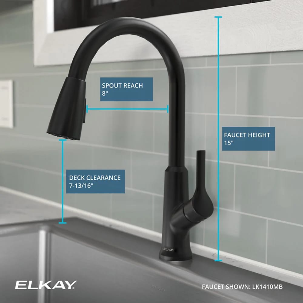 Elkay Single Hole Pull-Down Kitchen Faucet, Matte Black